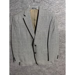 Polo Ralph Lauren Blazer Mens 41R Tan/Black Purple Wool Silk Plaid Vintage